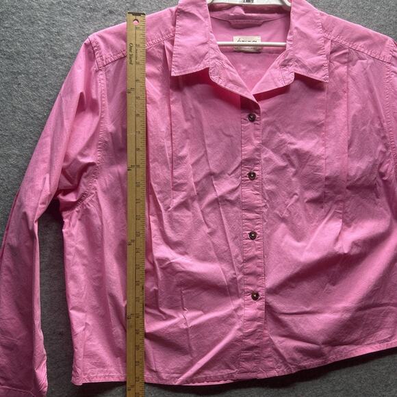 NWT Etica Womens Sz M Oceane Pleated Button Front Shirt Hot Pink Oversized - Picture 7 of 13